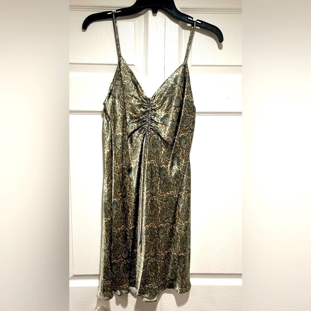 Zara Slip Dress Green Print Small
